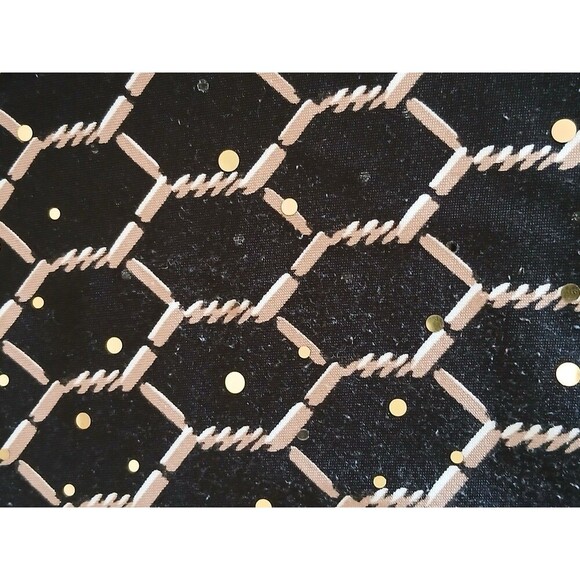 JOIE DE VIVRE WOMENS BLOUSE  TOP PLUS SIZE 2X BLACK  GOLD SLEEVELESS HENLEY NECK - Picture 13 of 13